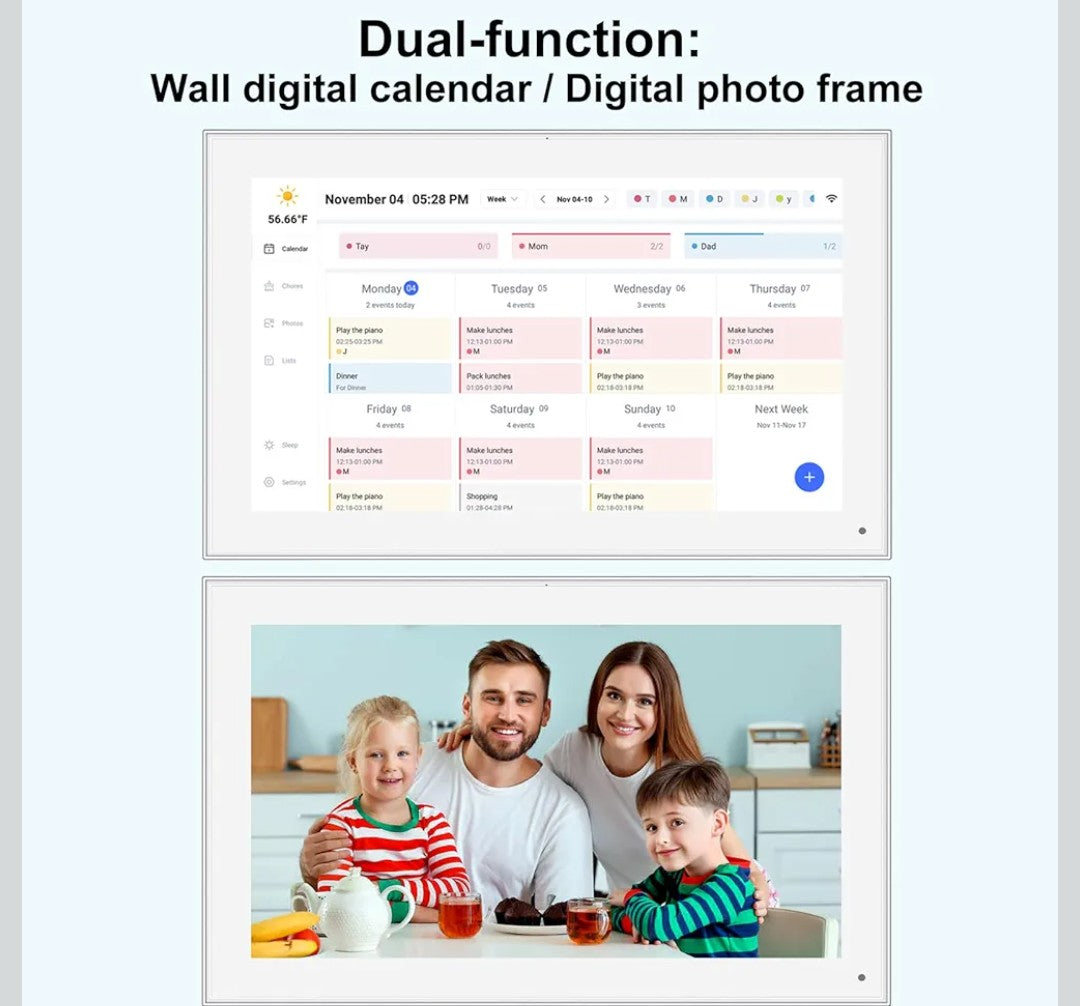 15.6 inch Digital Wall Calendar Touchscreen, Chore Chart, IPS FHD,Wall Planner, Smart Family Schedules, Wall Mount Included，Wall Organizer,Meal Planner,Plan Daily Household and Work tasks
