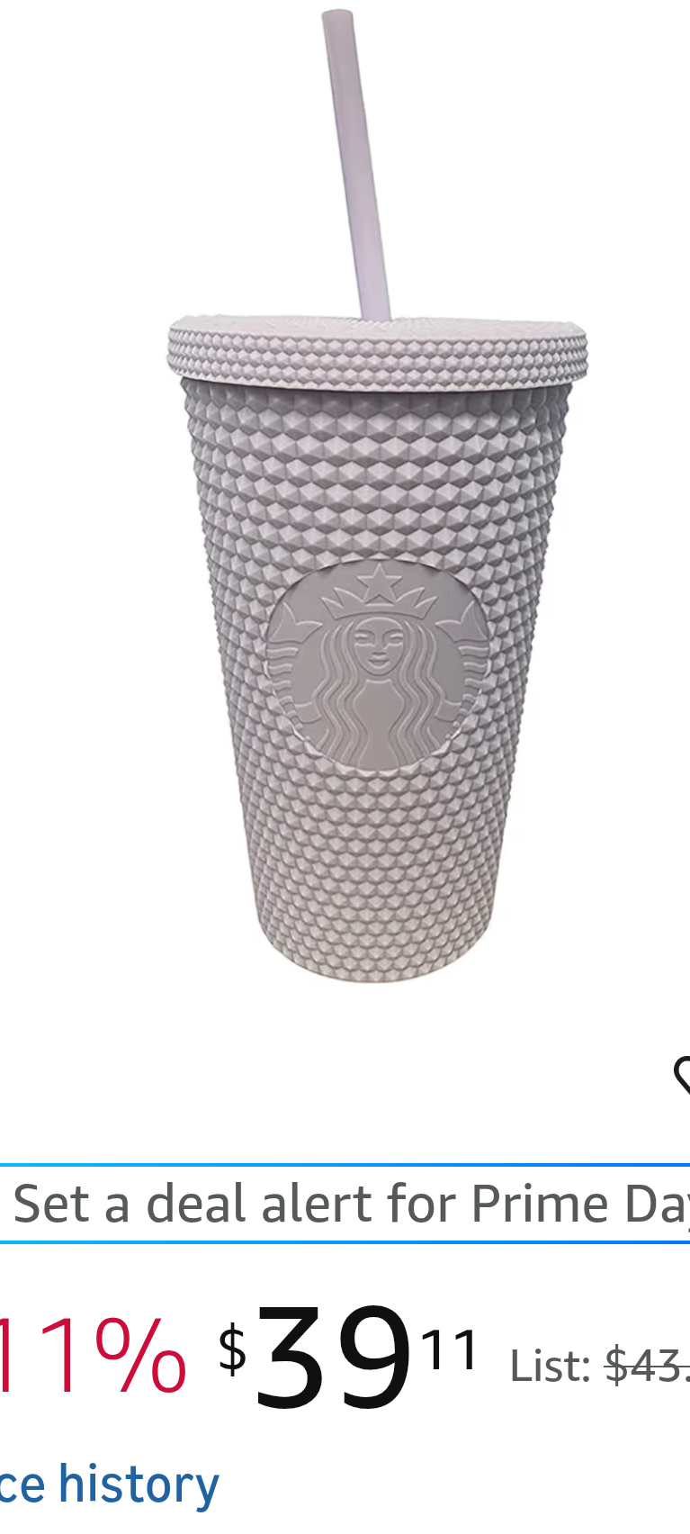 Starbucks Siren White Studded Bling 16oz Grande Reusable Tumbler/Cup