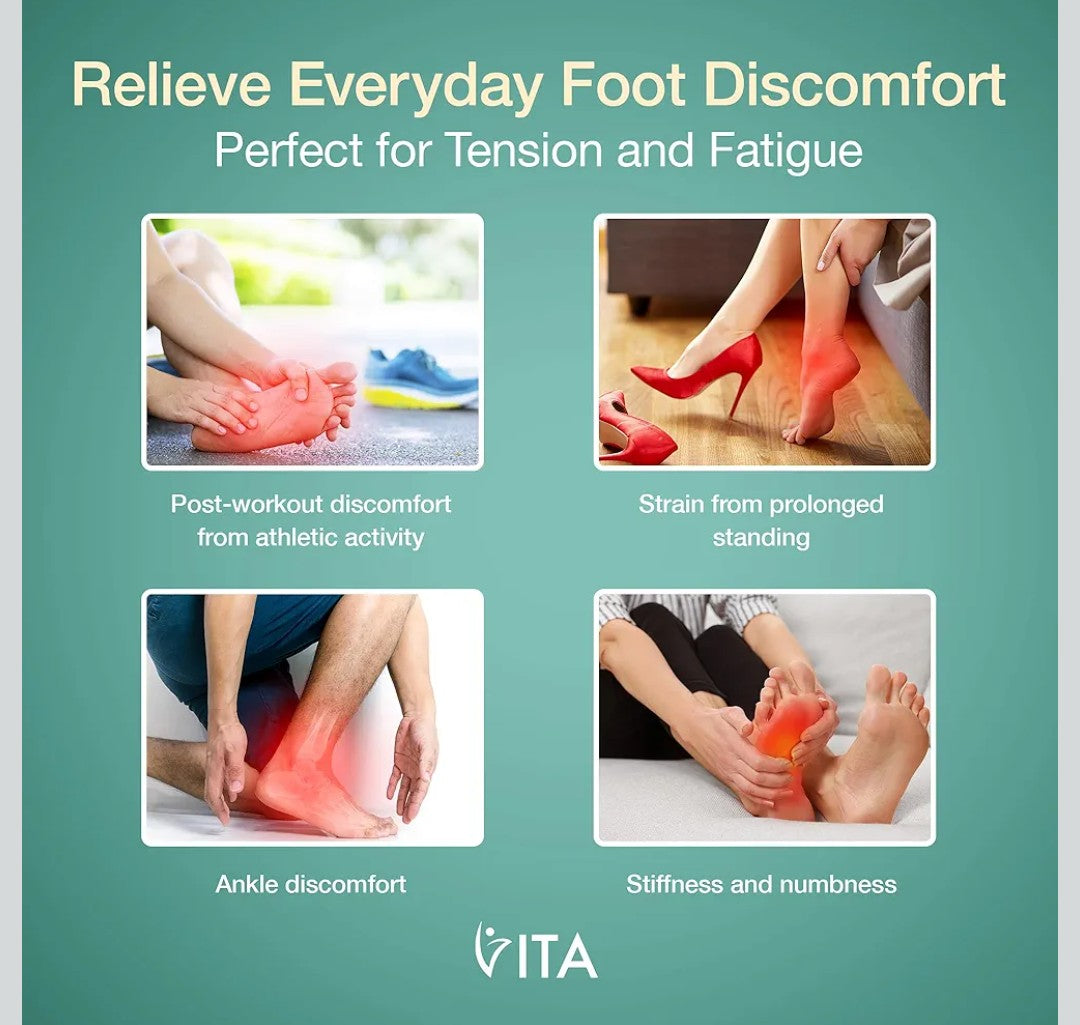 Vita Feet Relief Ankle Massager with Heat & Vibration – Cordless Foot Massager, Heated Ankle Wrap, Rechargeable Ankle Massager, Calf & Leg Compression Sleeve (One Unit)