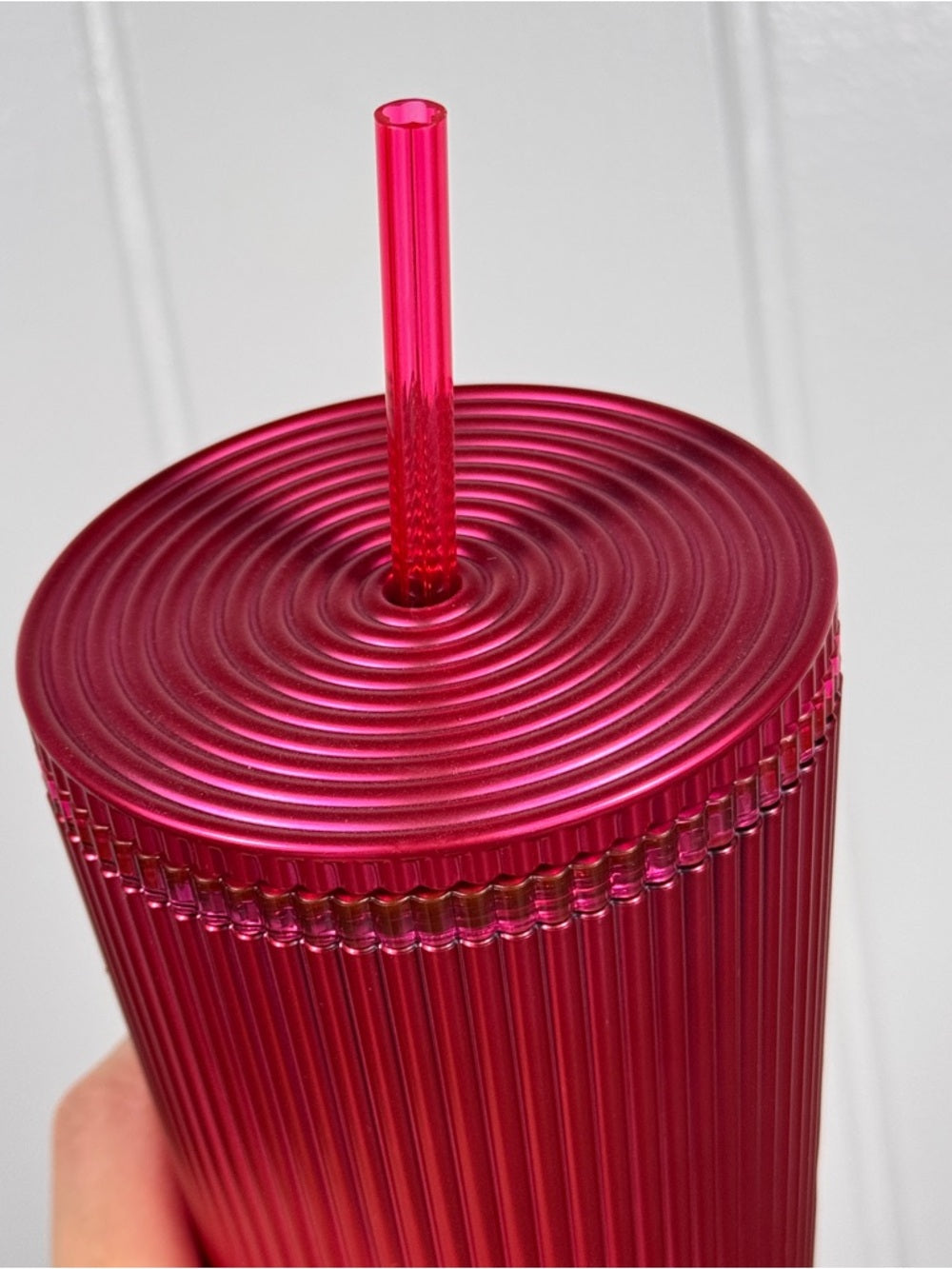 Starbucks 24 oz Venti Cold Cup with Hot Pink Stripe Gradient Ombre