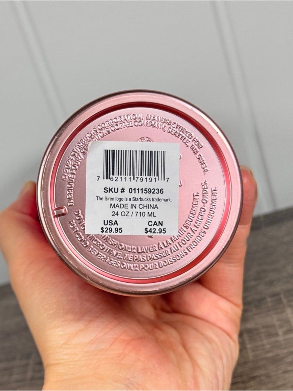 Starbucks 24 oz Venti Cold Cup with Hot Pink Stripe Gradient Ombre