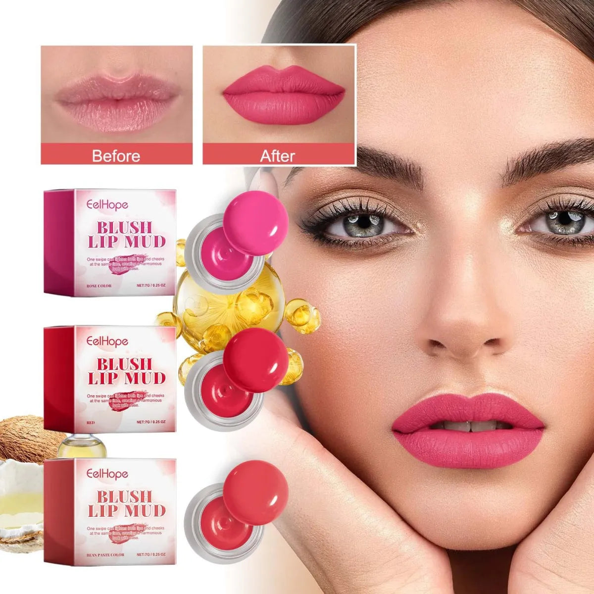 Wholesale EELHOPE Women Easy Color Light Velvet Fog Blush Lip Gloss Cream